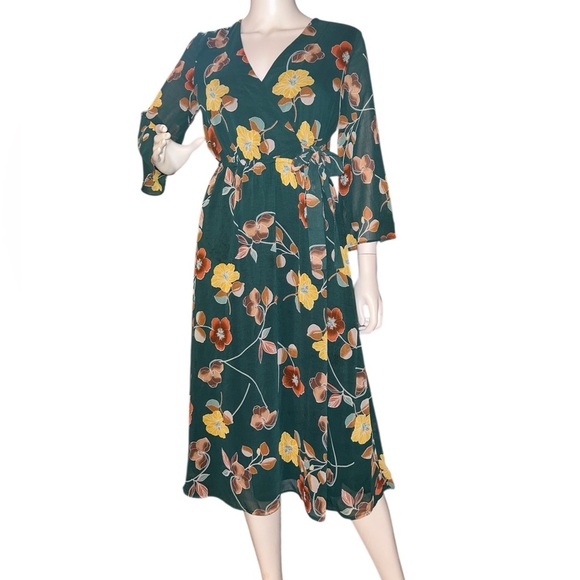 Calvin Klein Dresses & Skirts - Calvin Klein green Yellow Orange Midi Dress